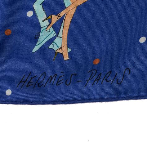 hermes kiraz|HERMES Silk Les Parisiennes De Kiraz Scarf 70 Indigo.